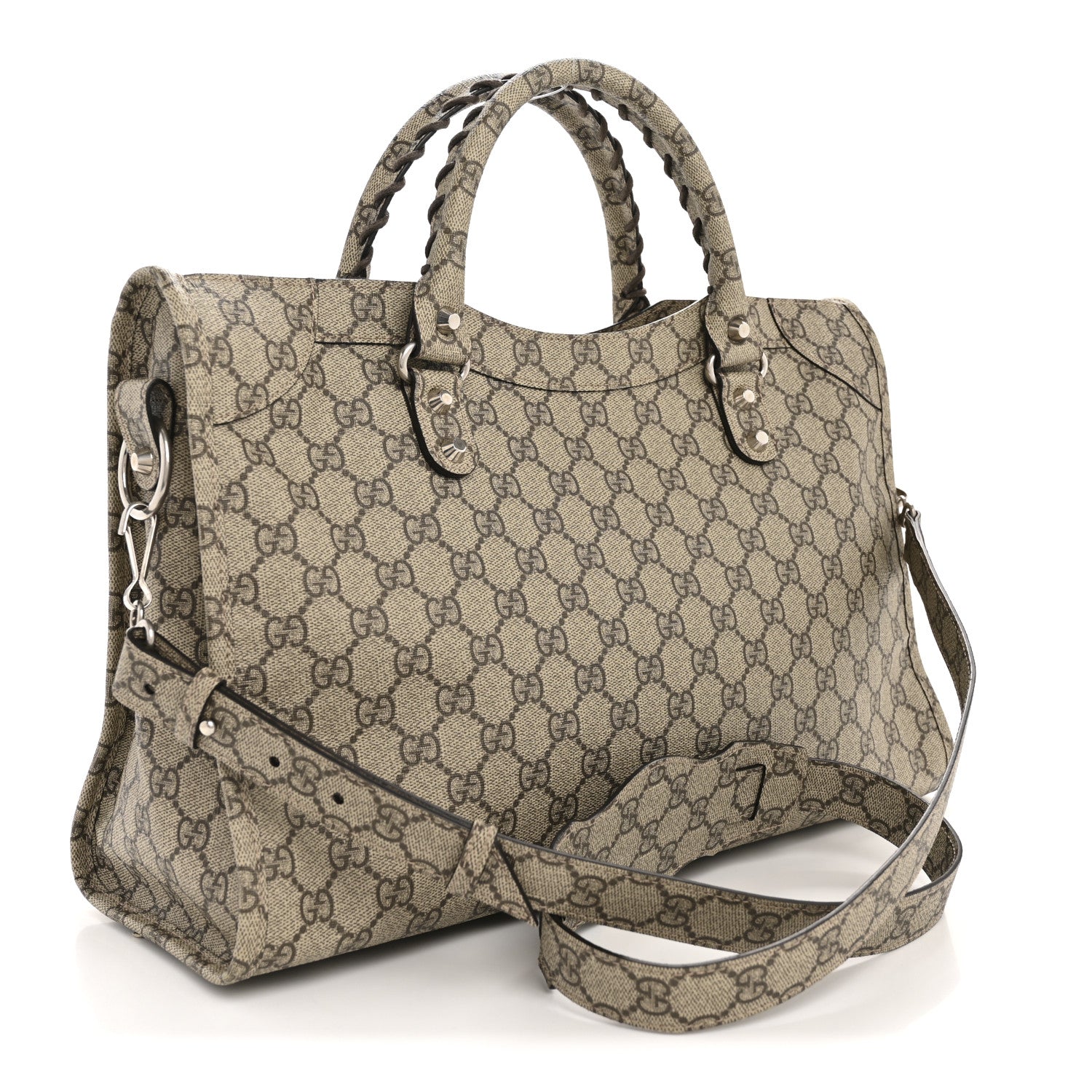 Balenciaga X GUCCI GG Supreme Monogram Neo Classic Silver Hardware City Beige Ebony 4 of 11