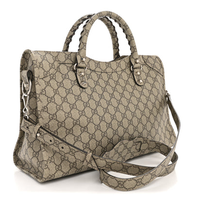 Balenciaga X GUCCI GG Supreme Monogram Neo Classic Silver Hardware City Beige Ebony 4 of 11