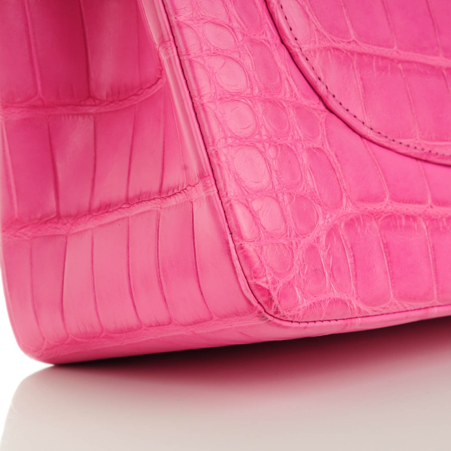Chanel Matte Alligator Jumbo Double Flap Pink 11 of 12