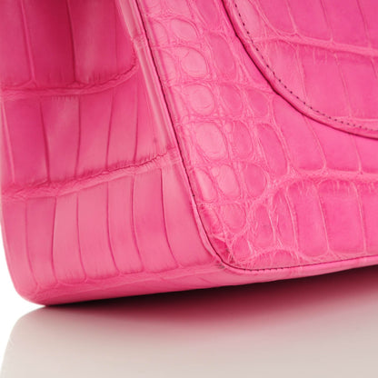 Chanel Matte Alligator Jumbo Double Flap Pink 11 of 12