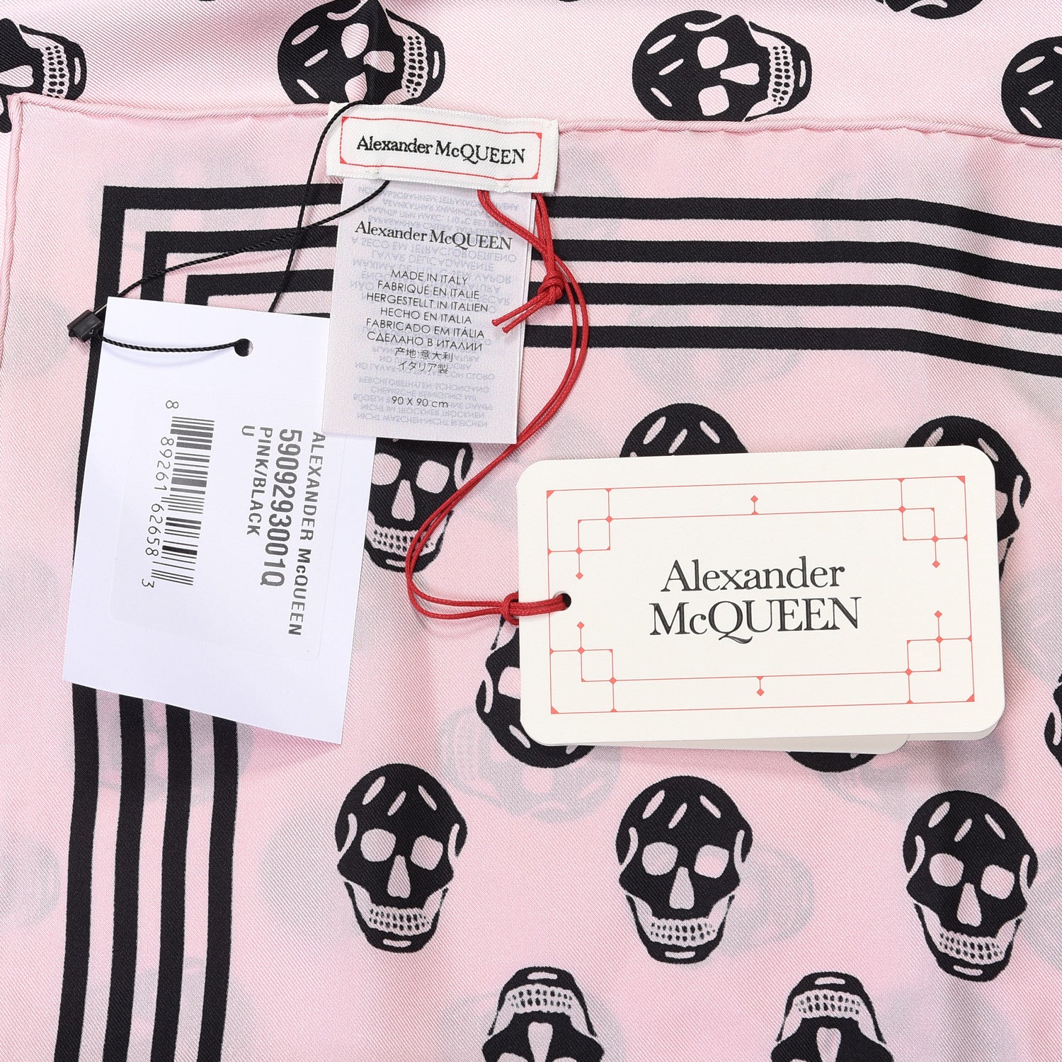 Alexander McQueen Silk Skull Scarf Pink Black 4 of 4