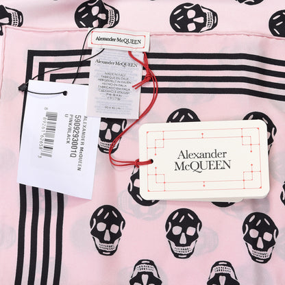 Alexander McQueen Silk Skull Scarf Pink Black 4 of 4