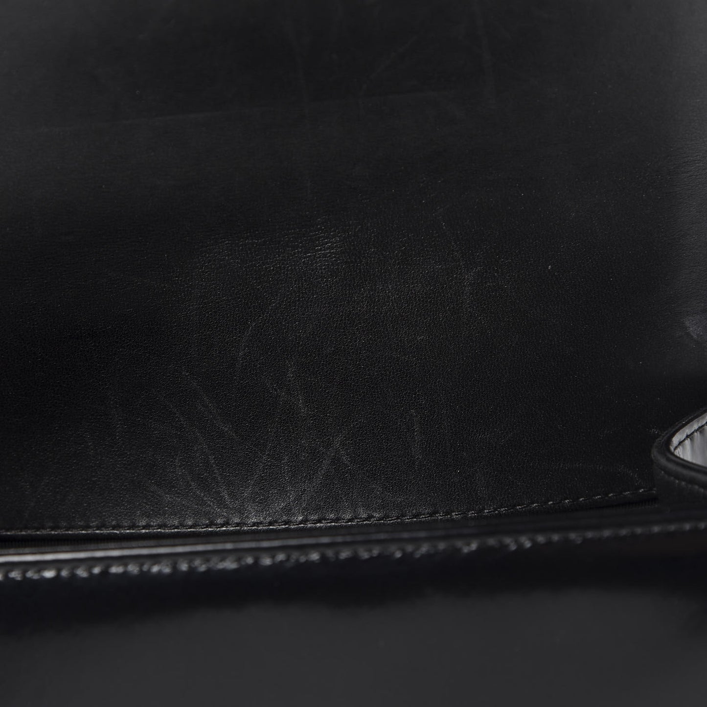 Iridescent Glazed Calfskin Quilted Small Boy Flap Black