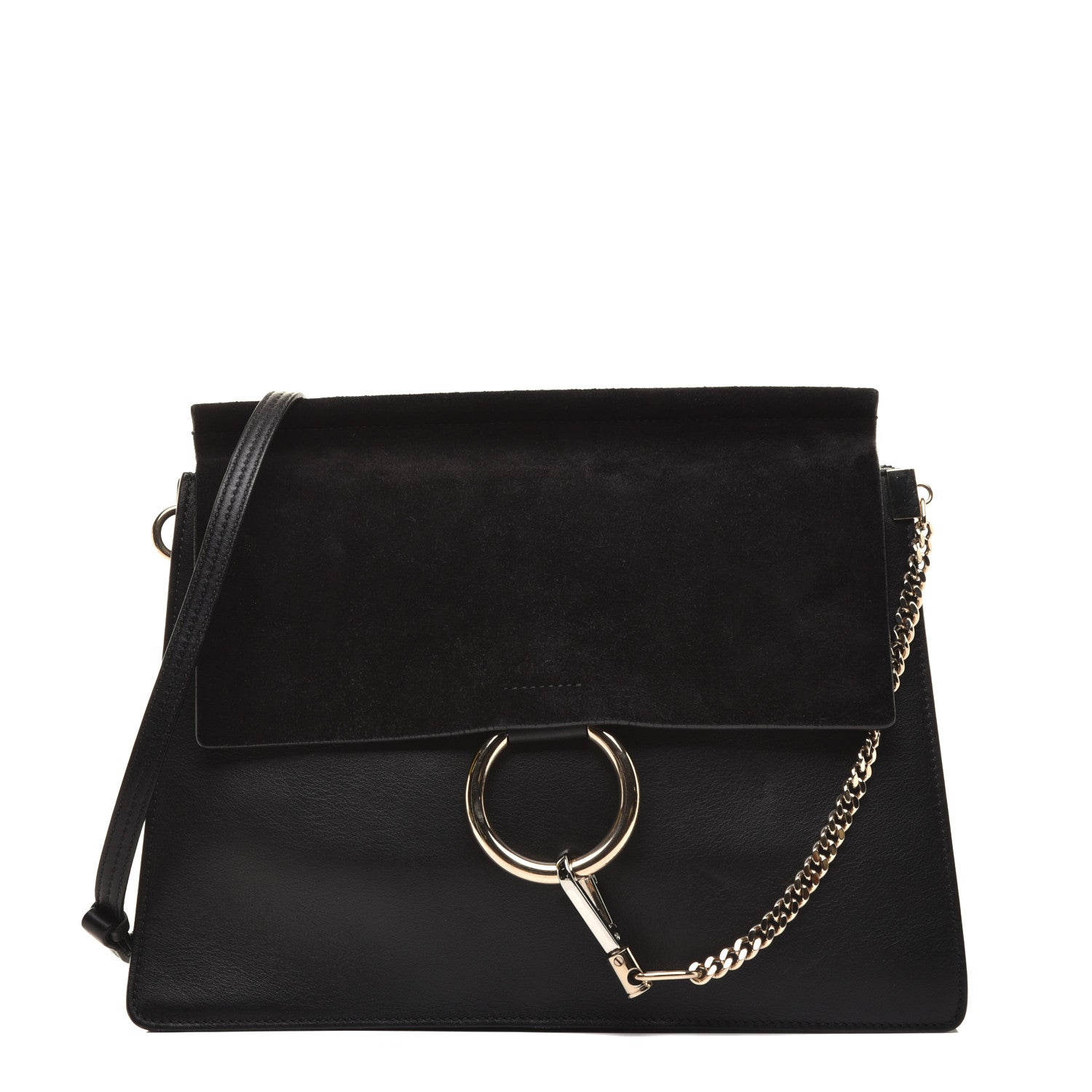 Chloe Suede Calfskin Medium Faye Shoulder Bag Black 1 of 10