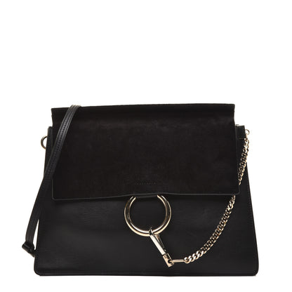 Chloe Suede Calfskin Medium Faye Shoulder Bag Black 1 of 10