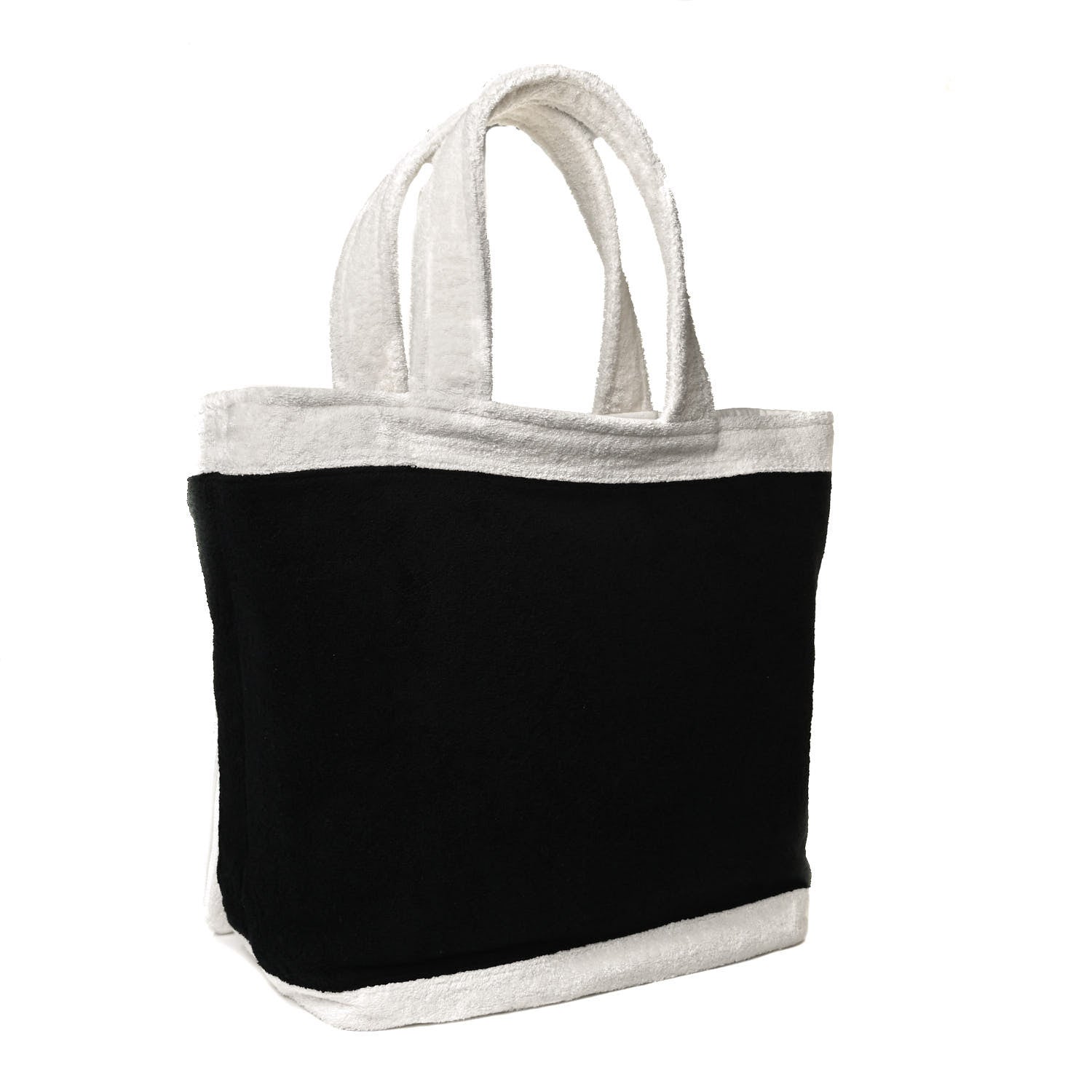 Chanel Terry Cotton CC Beach Tote Towel Set Black White 3 of 11