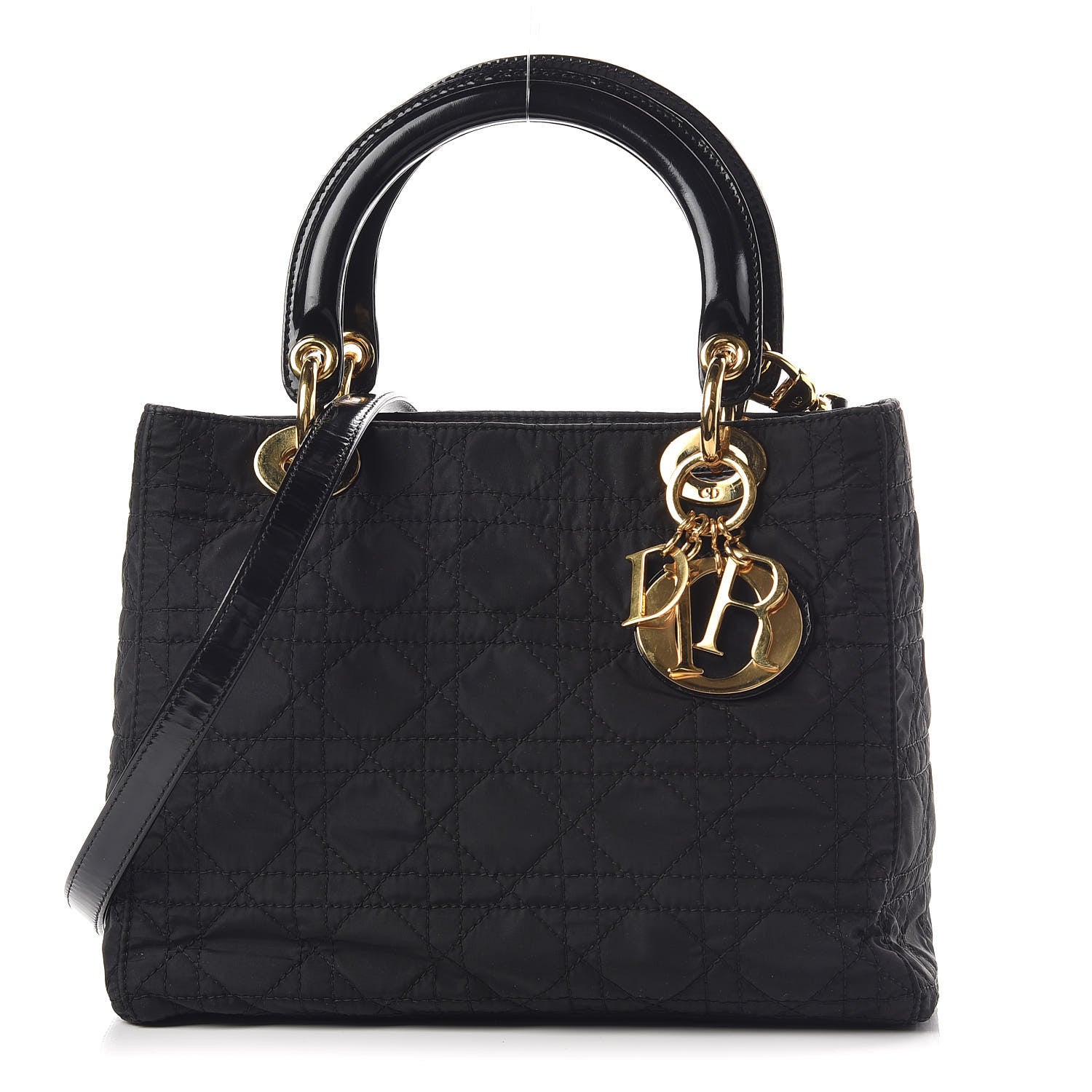 Christian Dior Nylon Cannage Medium Lady Dior Black 1 of 13