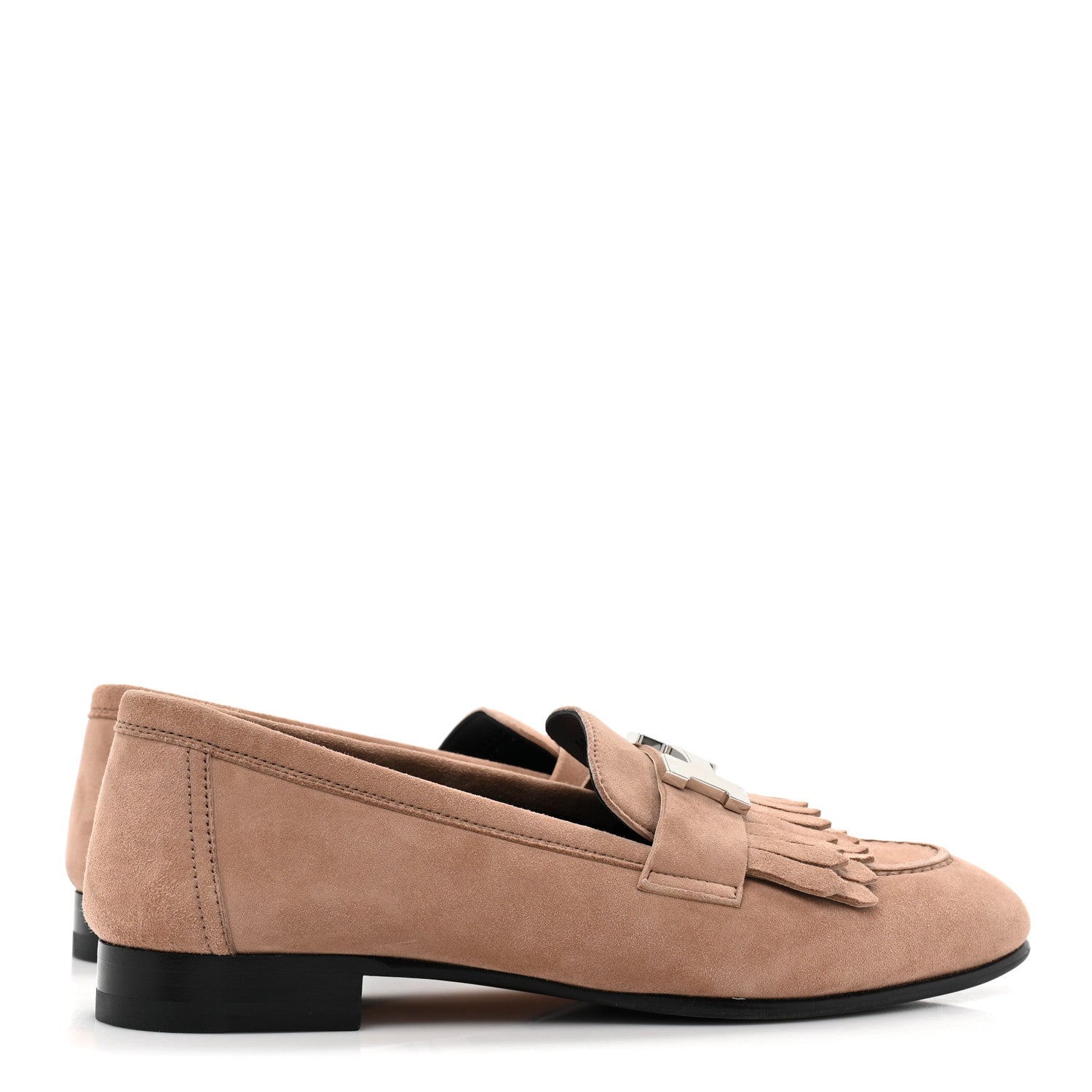 Hermes Suede Goatskin Womens Royal Loafers 35.5 Rose Perle 4 of 9