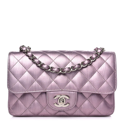 Chanel Metallic Calfskin Quilted Mini Rectangular Flap Pink 1 of 12