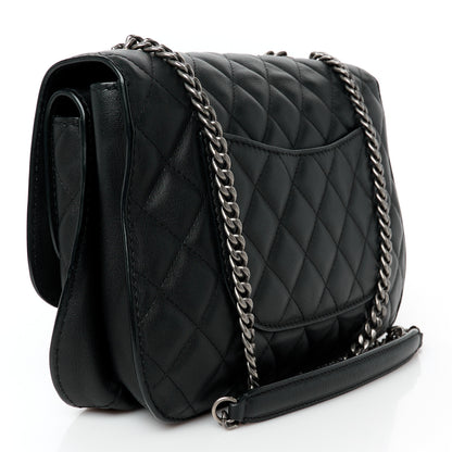 Chanel Metallic Goatskin Quilted Large Rock In Rome Flap Black 3 of 11