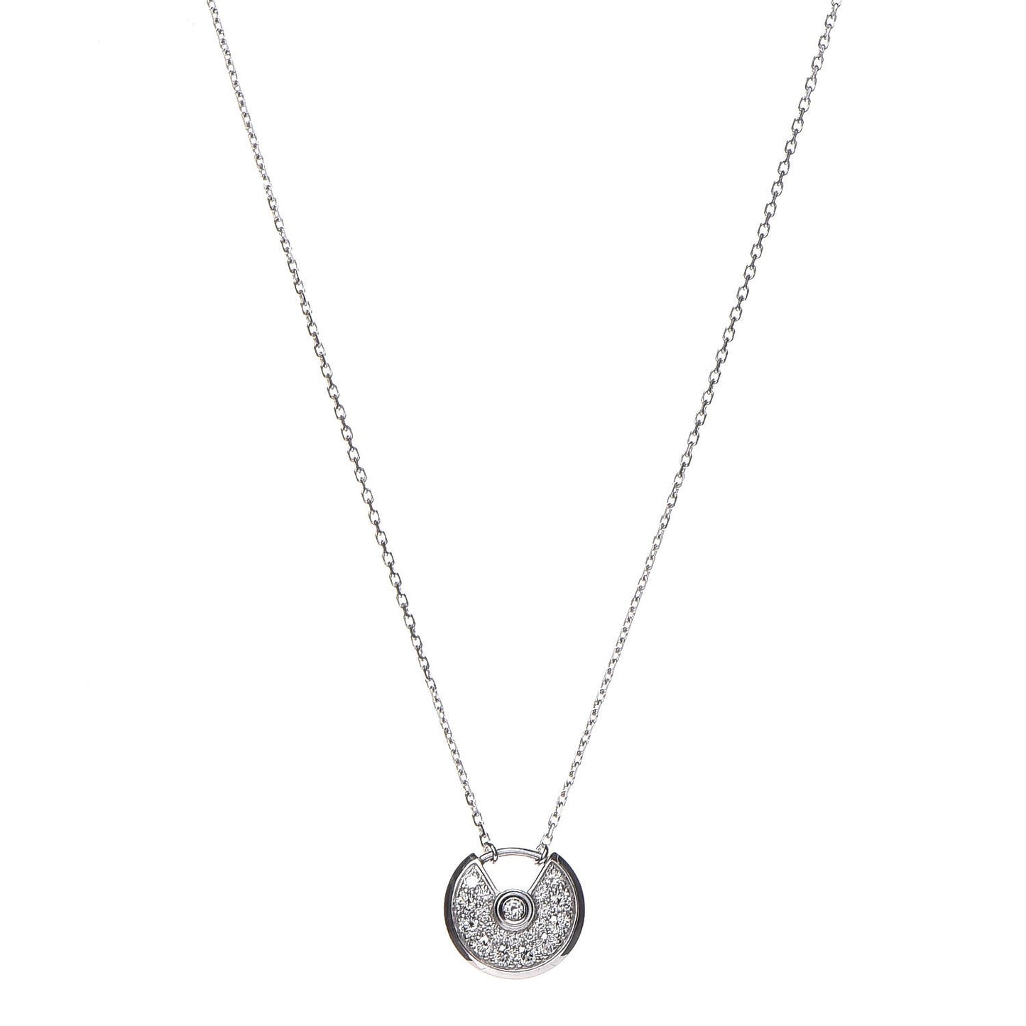 18K White Gold Diamond XS Amulette de Pendant Necklace