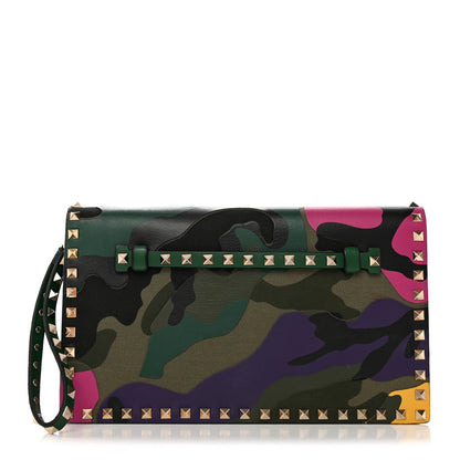 Valentino Garavani Nappa Canvas Camouflage Rockstud Wristlet Clutch Multicolor 1 of 7