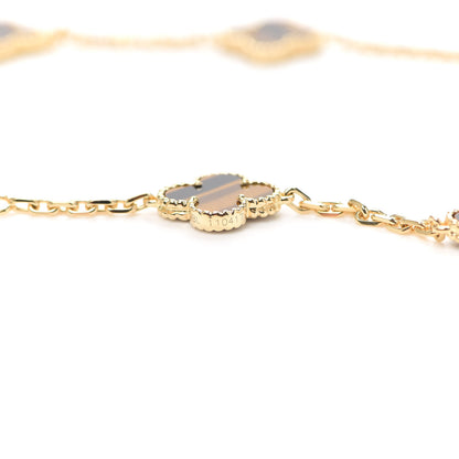 Van Cleef & Arpels 18K Yellow Gold Tiger Eye 10 Motifs Vintage Alhambra Necklace 5 of 7