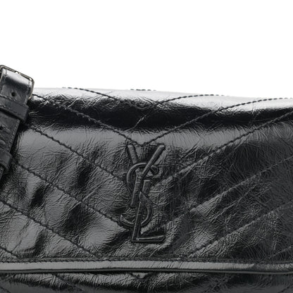 Saint Laurent Crinkled Calfskin Matelasse Monogram Niki Body Bag Black 7 of 10