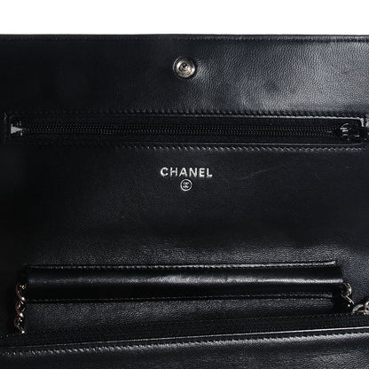 Chanel Lambskin Camellia Wallet on Chain WOC Black 5 of 8