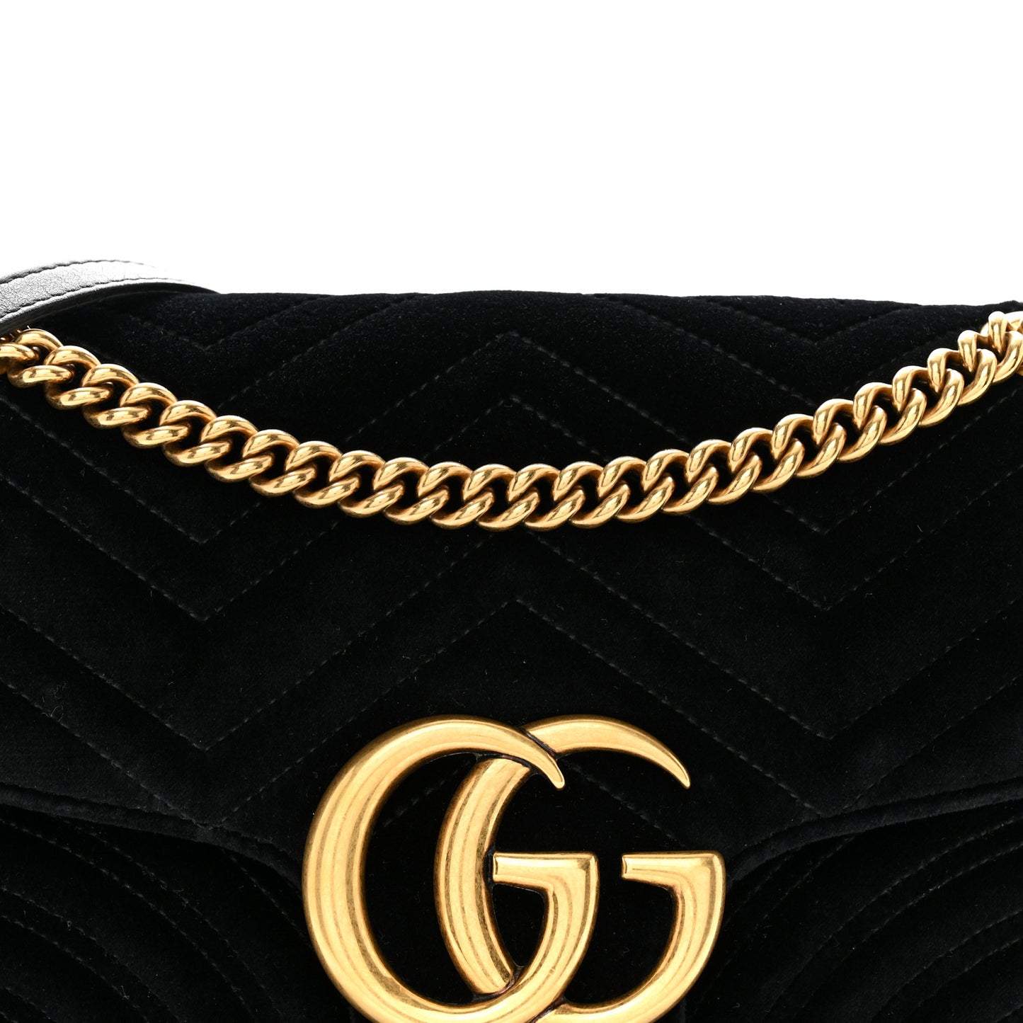 Velvet Matelasse Medium GG Marmont Shoulder Bag Black