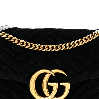 Gucci Velvet Matelasse Medium GG Marmont Shoulder Bag Black 8 of 11