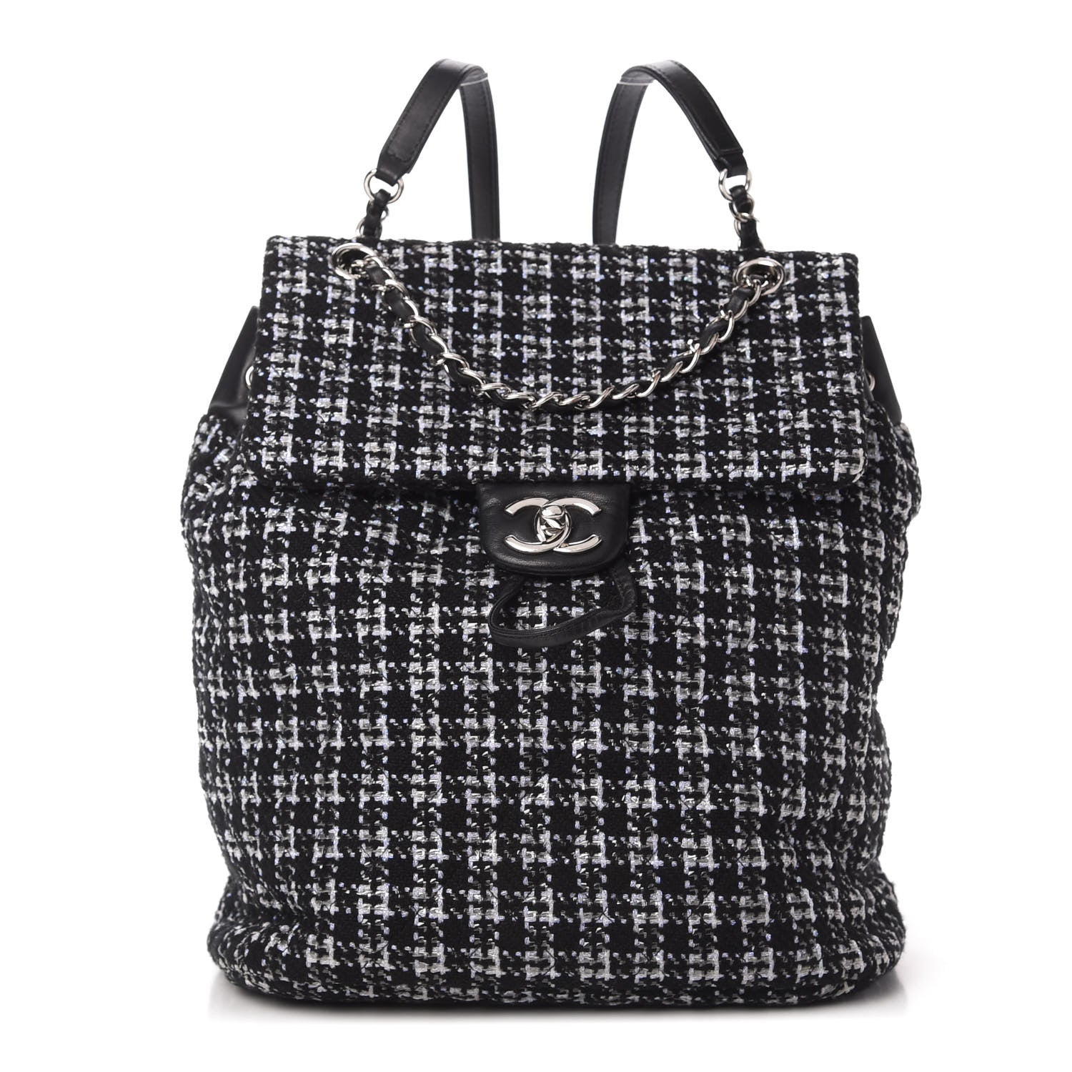 Chanel Tweed Large Urban Spirit Backpack Black White 1 of 10