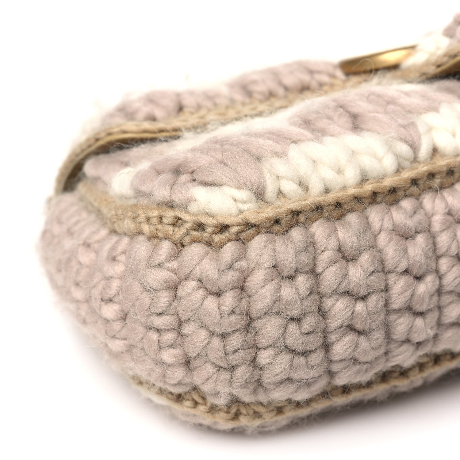 Gucci Wool Houndstooth Woven Small GG Marmont Shoulder Bag Beige White Sand 9 of 10