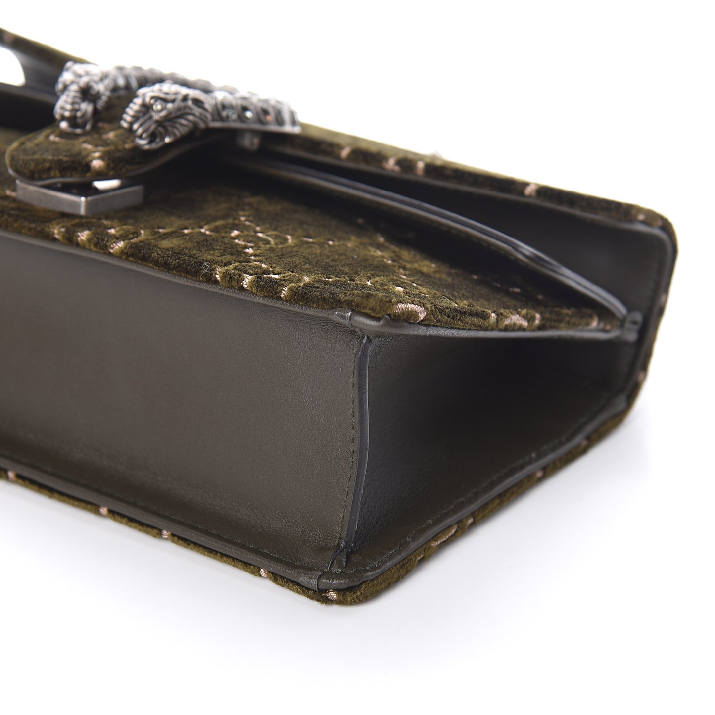 Velvet Moon Calfskin Crystal GG Monogram Small Dionysus Shoulder Bag Dark Olive Rose Gold