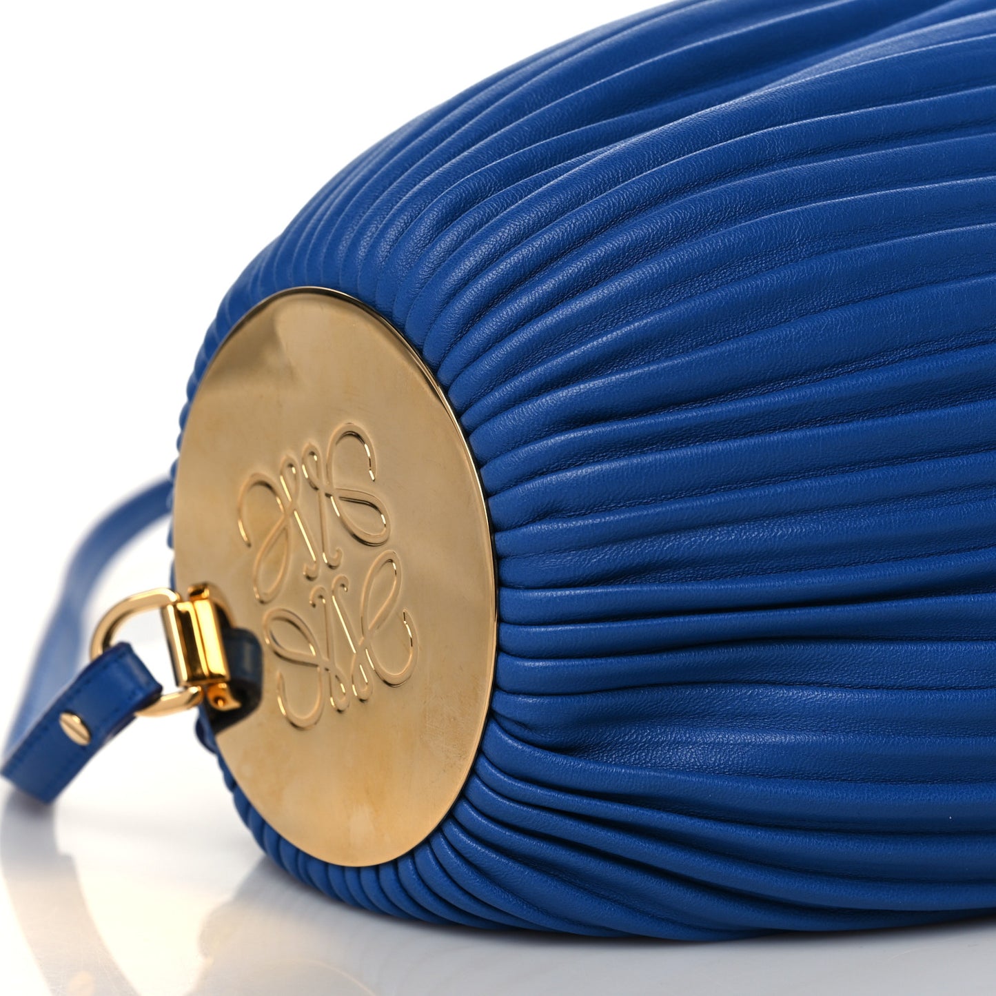 Lambskin Pleated Bracelet Pouch Shoulder Bag Royal Blue