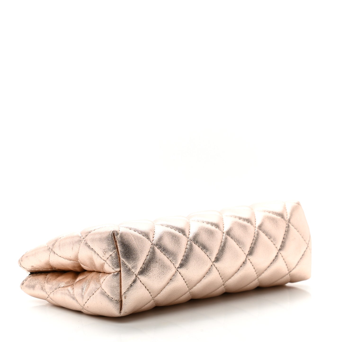 Metallic Lambskin Quilted Cosmetic Pouch Light Gold