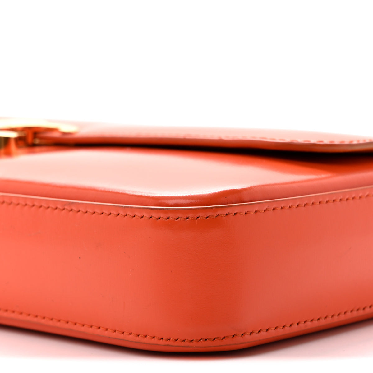 Celine Shiny Calfskin Triomphe Chain Shoulder Bag Pop Orange 10 of 19