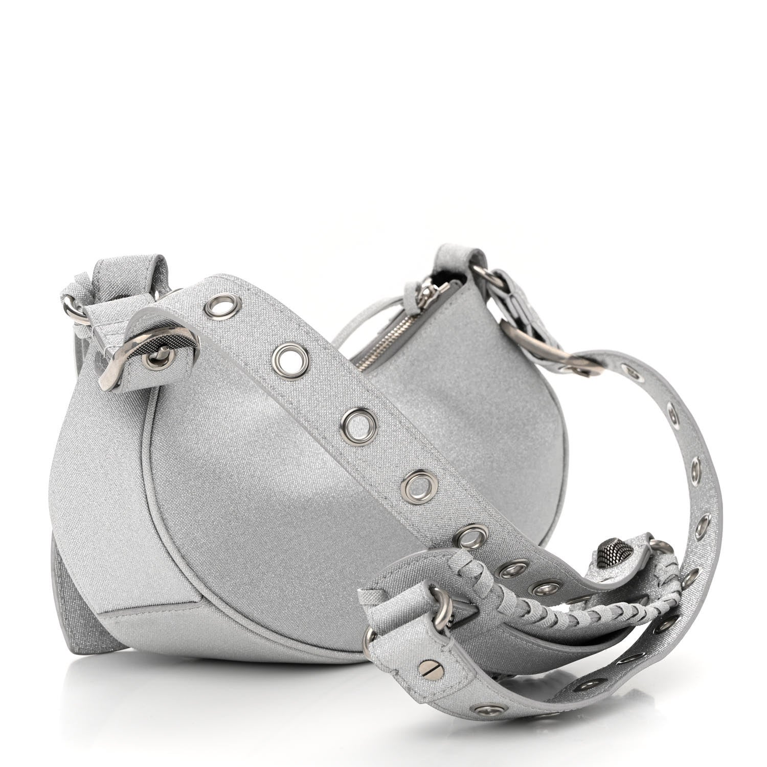 Balenciaga Sparkling Fabric Le Cagole Shoulder Bag XS Silver 3 of 9