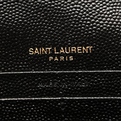 Saint Laurent Grain De Poudre Matelasse Chevron Monogram Chain Wallet Black 6 of 11