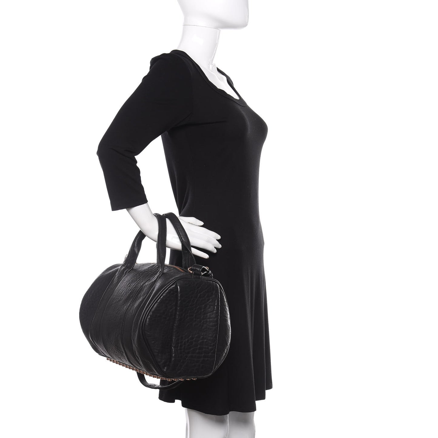 Pebbled Lambskin Rocco Black Rose Gold Hardware