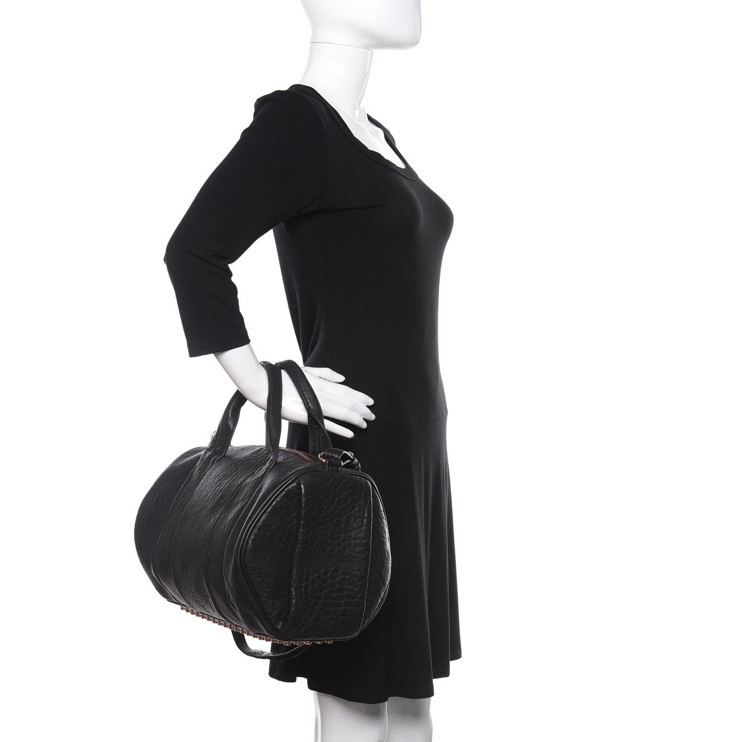 Alexander Wang Pebbled Lambskin Rocco Black Rose Gold Hardware 3 of 10