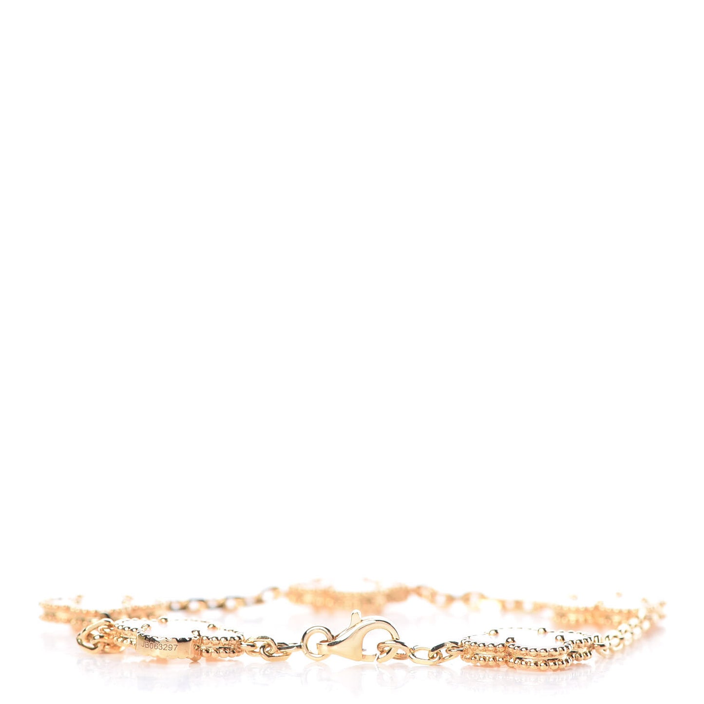 18K Yellow Gold Mother of Pearl 5 Motifs Vintage Alhambra Bracelet