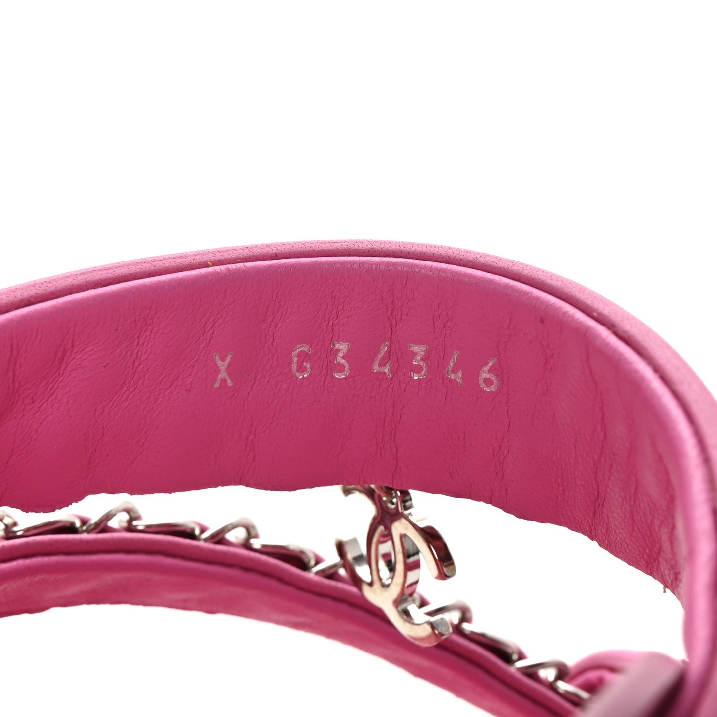 Calfskin Chain CC Thong Flat Sandals 36 Pink