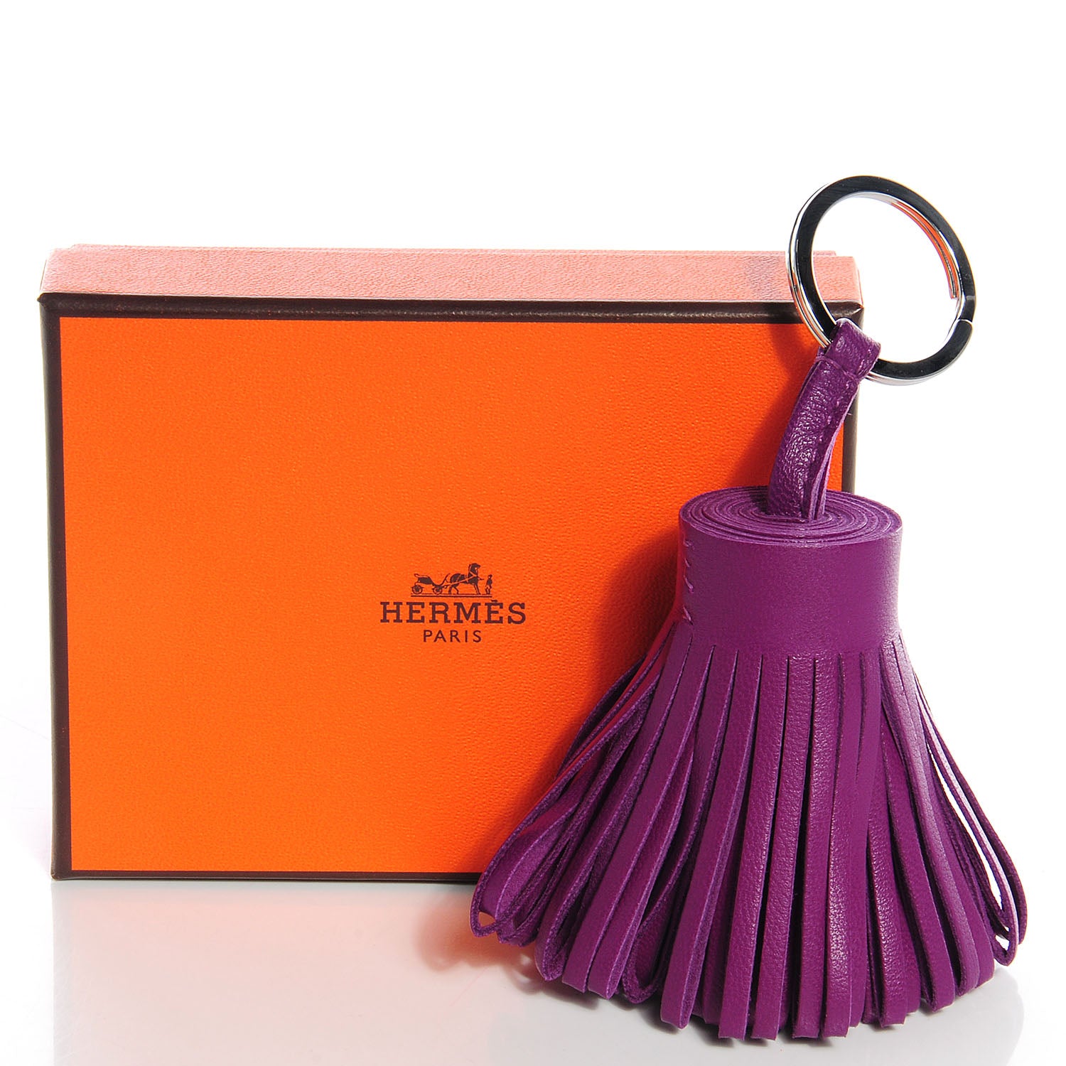 Hermes Lambskin Carmen Tassel Key Holder Anemone 6 of 6