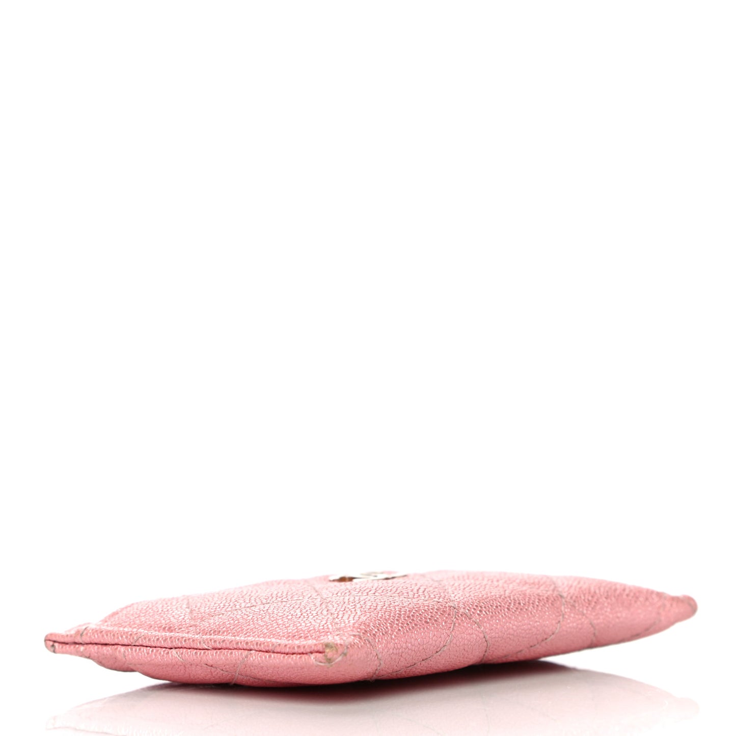 Iridescent Caviar Quilted Card Holder Pink