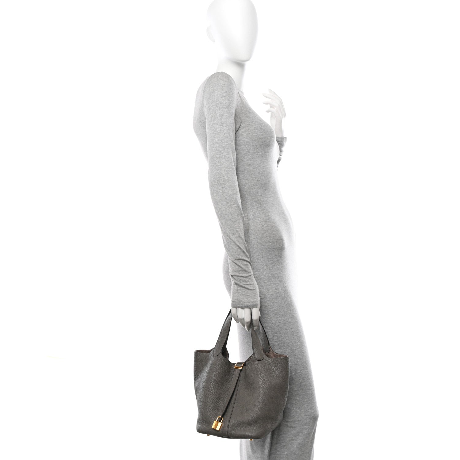 Hermes Taurillon Clemence Picotin Lock 22 MM Etain 2 of 10