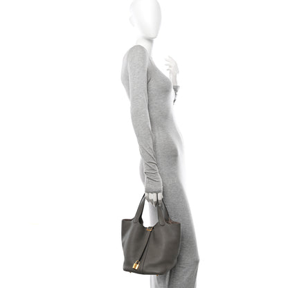 Hermes Taurillon Clemence Picotin Lock 22 MM Etain 2 of 10