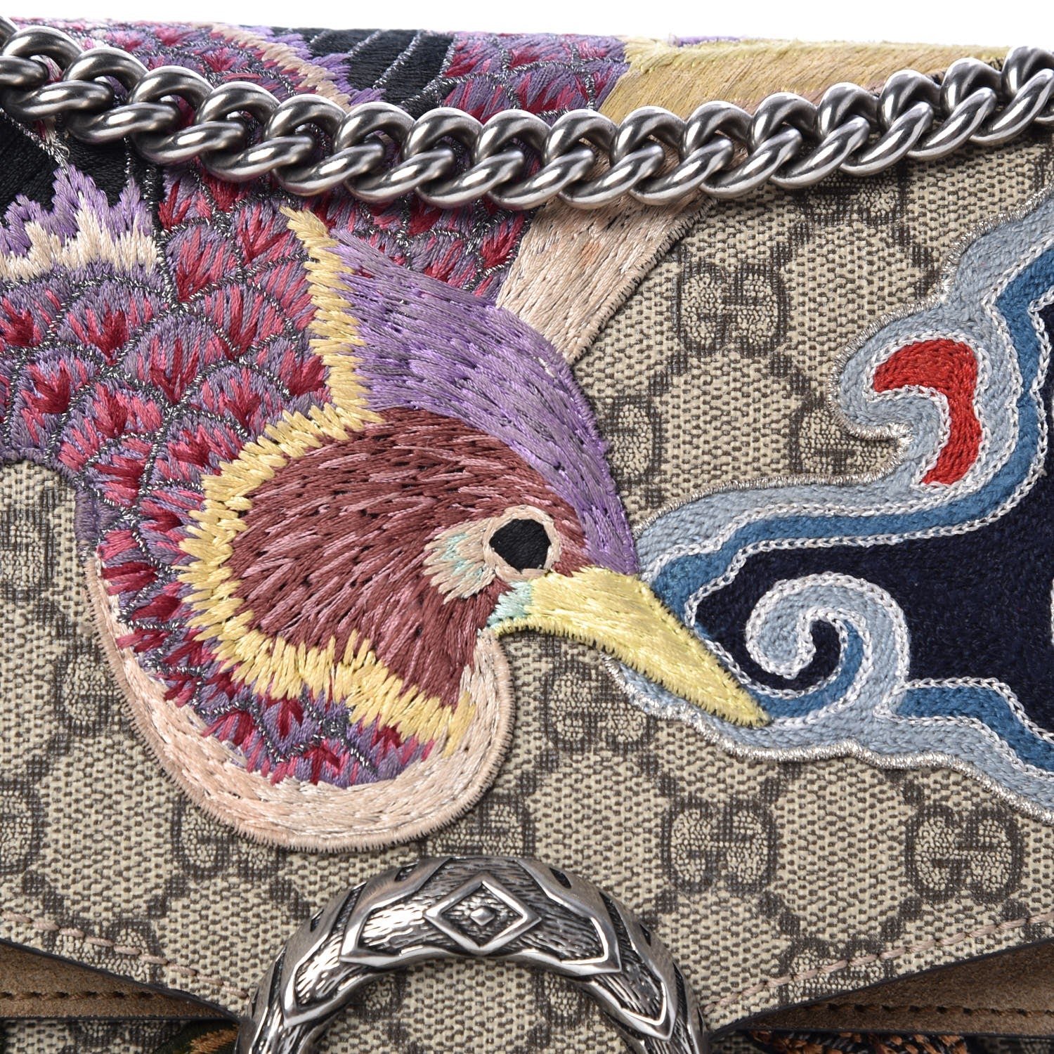 Gucci GG Supreme Monogram Embroidered Medium Dionysus Shoulder Bag Taupe 10 of 11