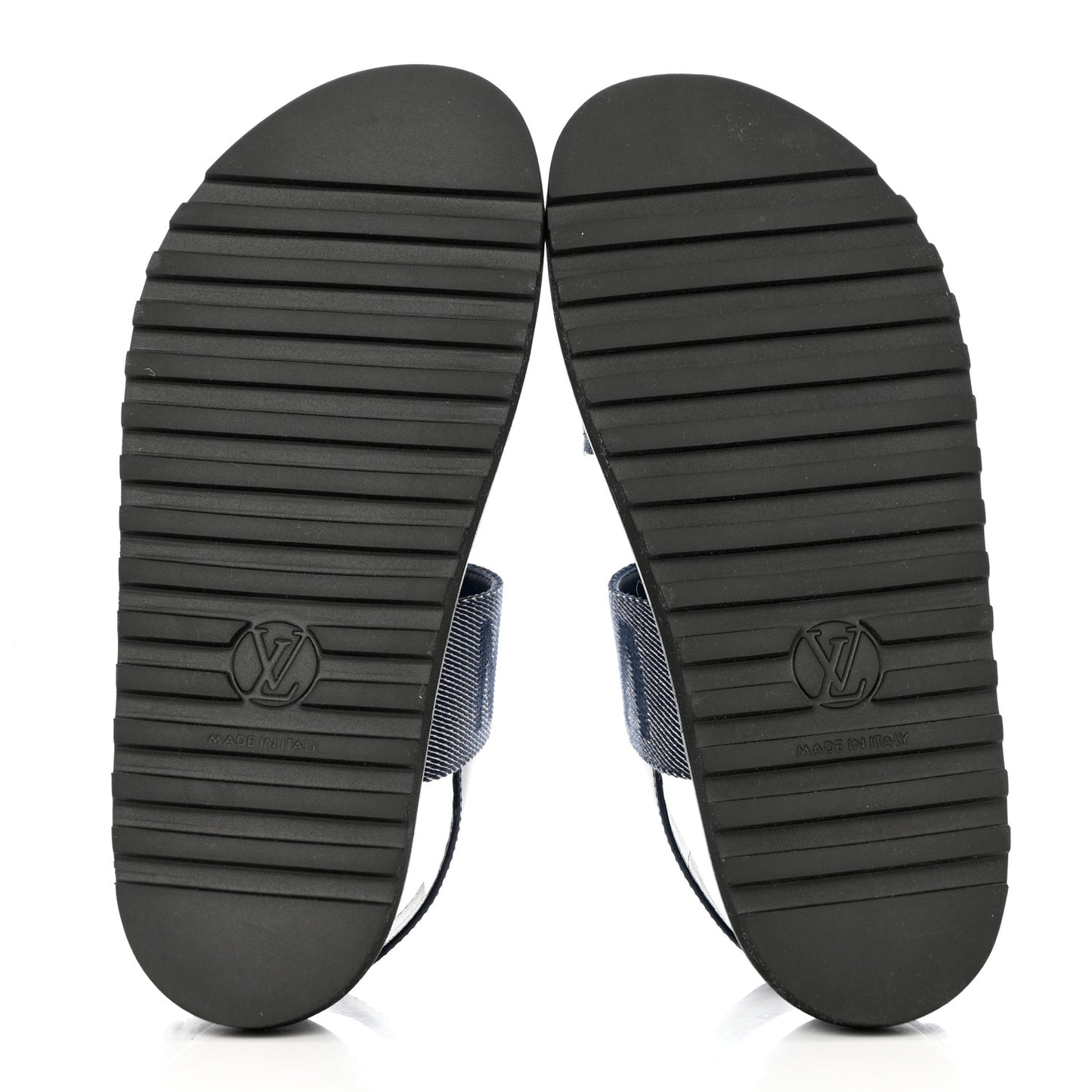 Monogram Denim Paseo Flat Comfort Sandals 37 Navy Blue