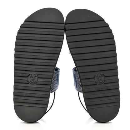 Louis Vuitton Monogram Denim Paseo Flat Comfort Sandals 37 Navy Blue 5 of 10