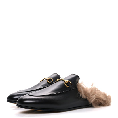 Gucci Calfskin Fur Womens Princetown Slippers 40 Black 4 of 10