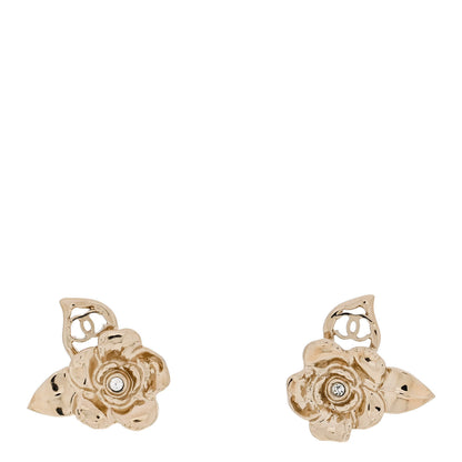Chanel Crystal CC Camelia Earrings Gold 1 of 5