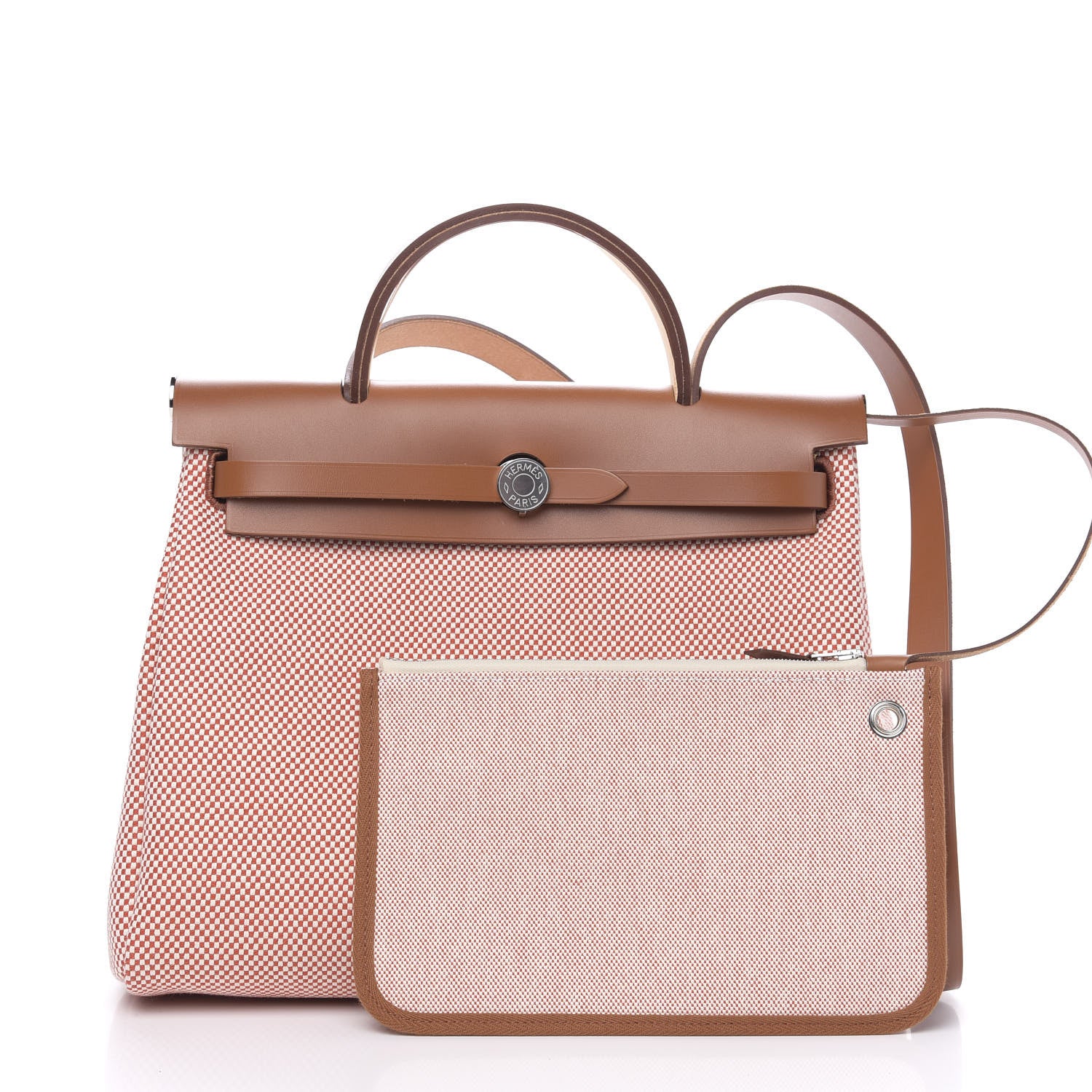 Hermes Criss Viking Vache Hunter Herbag Zip Retourne 31 PM Ecru Sanguine Fauve 4 of 12