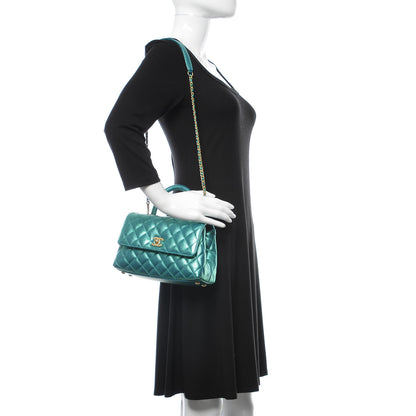 Chanel Metallic Caviar Quilted Mini Coco Handle Flap Blue 2 of 10