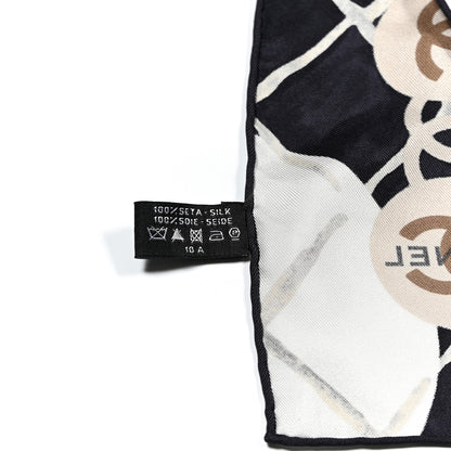Chanel Silk Camellia CC Square Scarf Black 3 of 3