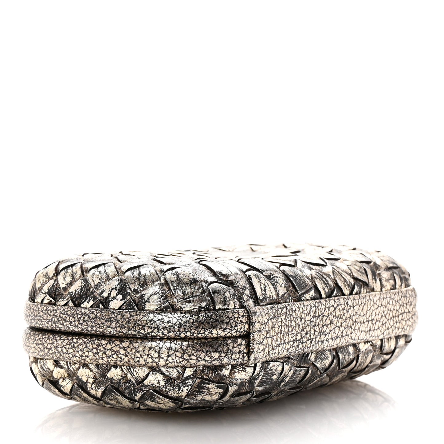 Metallic Intrecciato Woven Knot Clutch Gold Black