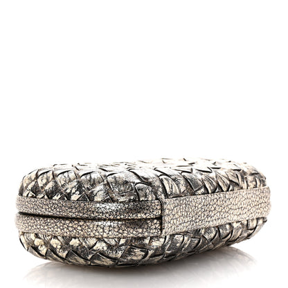 Bottega Veneta Metallic Intrecciato Woven Knot Clutch Gold Black 4 of 6