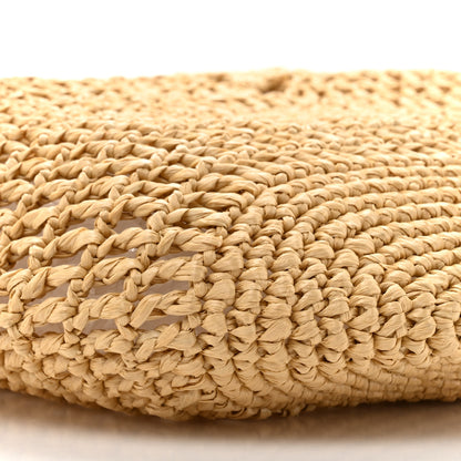 Prada Yarn Raffia Effect Crochet Logo Embroidered Shopping Tote Bag Naturale 10 of 10
