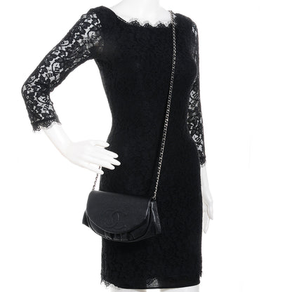 Chanel Caviar Half Moon Wallet On Chain WOC Black 2 of 8