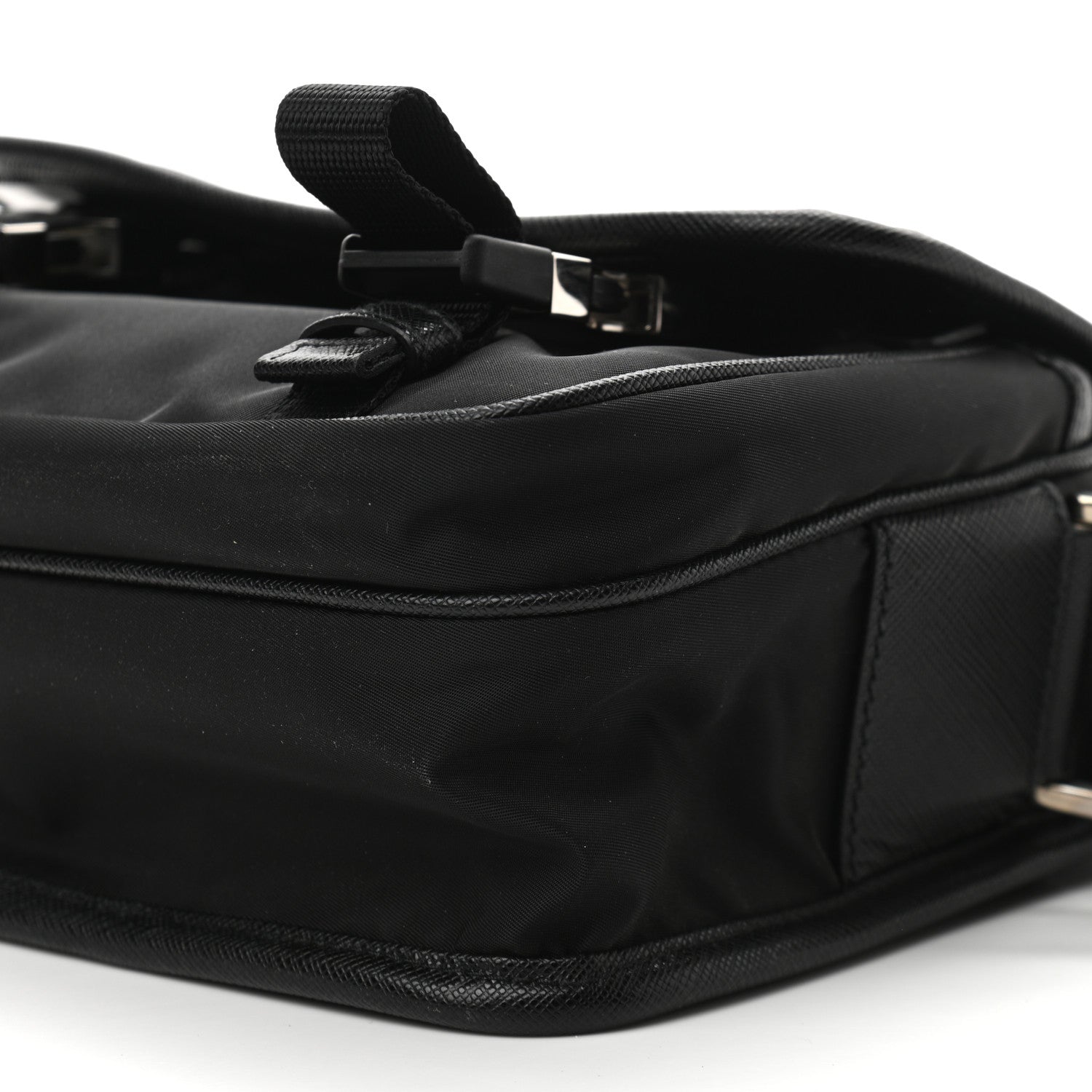 Prada Tessuto Nylon Saffiano Pocket Double Snap Buckle Messenger Shoulder Bag Black 11 of 11